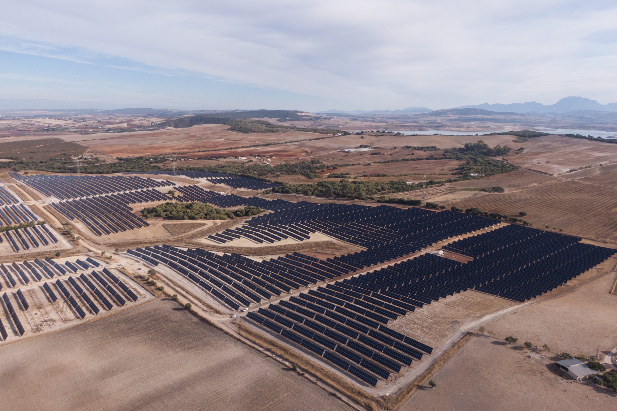 field with solar panels