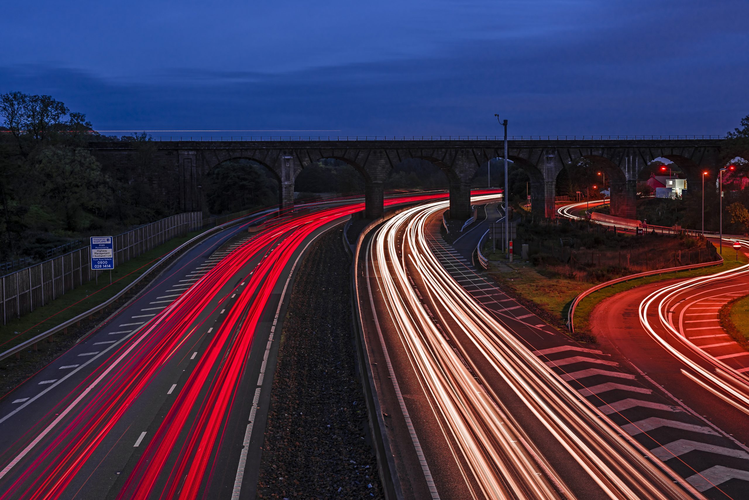 image of highway at night