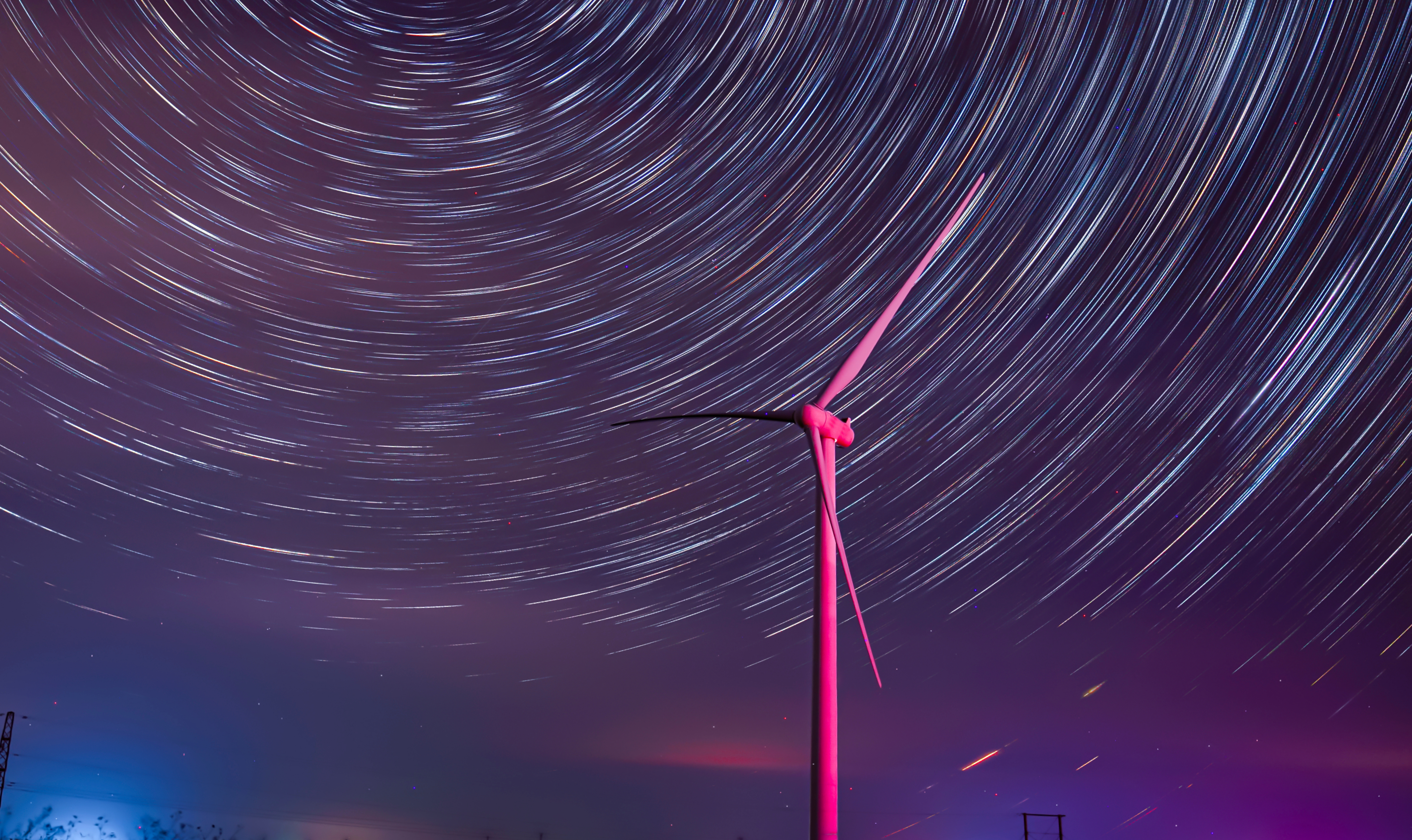 wind turbine at night