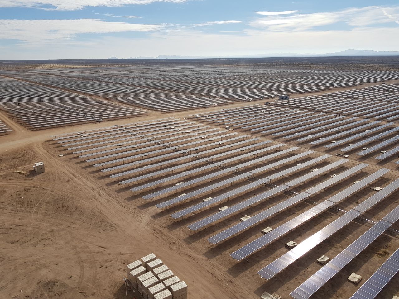 field with solar panels