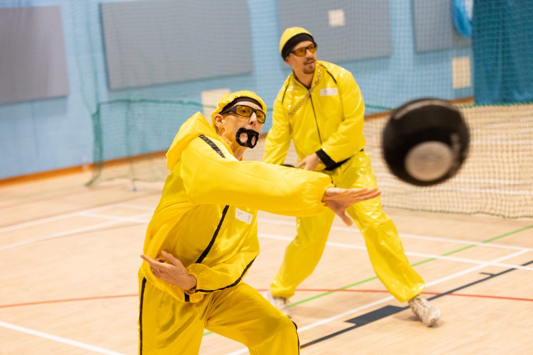 InfraRed emplyoyees playing dodgeball