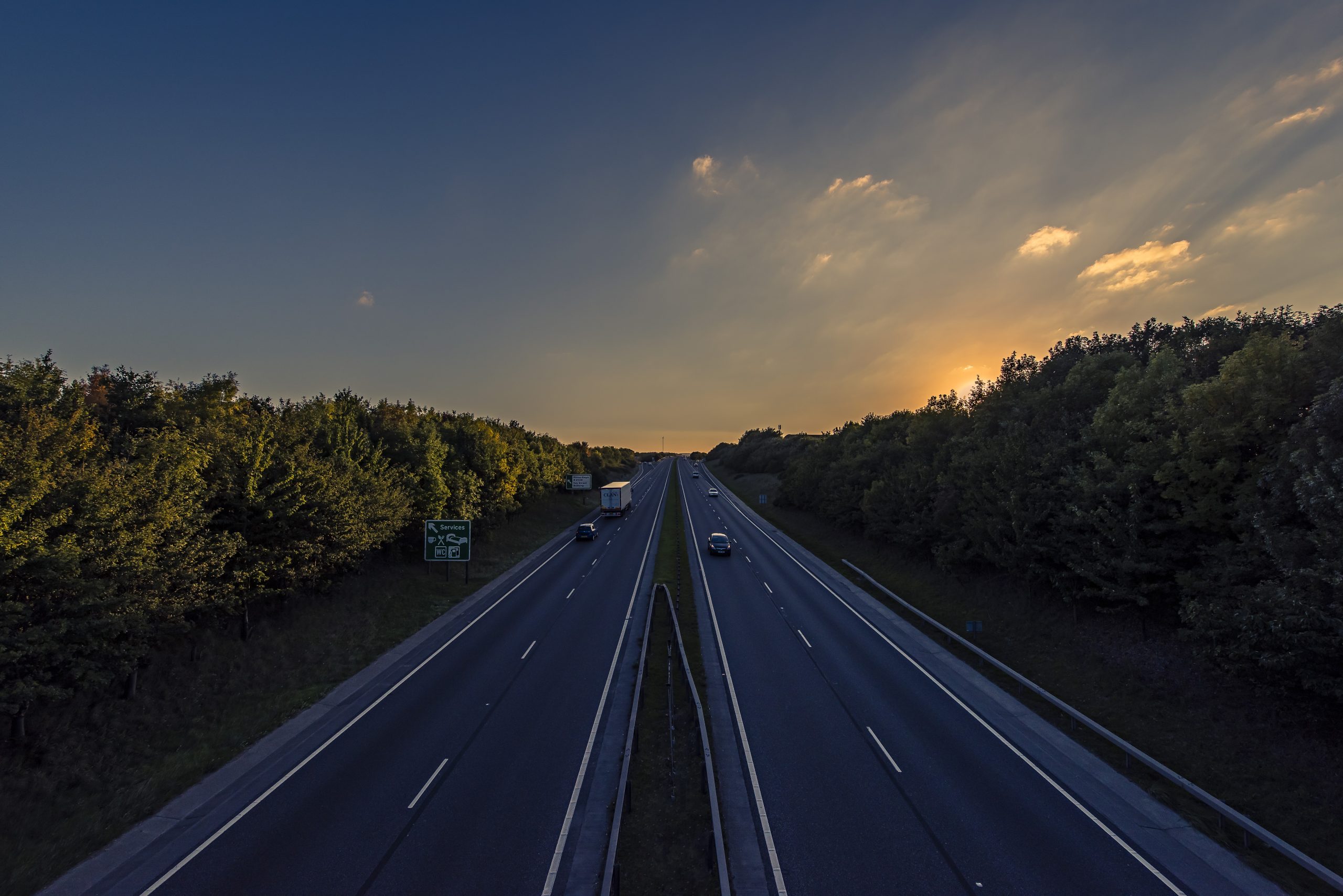 highway at sunset